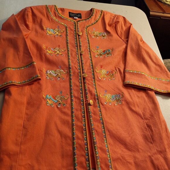 Bob Mackie Wearable Art! Embroidered Elephant Jacket - Picture 1 of 10